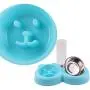 Creation Core Pet Slow Feeder Bowl with Automatic Water Dispenser and Stainless Steel Bowl for Small Medium Dogs Cats, Blue Creation Core Pet Slow Feeder Bowl with Automatic Water Dispenser and Stainless Steel Bowl for Small Medium Dogs Cats, Blue