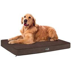 Senmipy Orthopedic Memory Foam Dog Bed for Large Dogs, 2-Layer Thick Waterproof Extra Large Jumbo Dog Bed, Washable Pet Beds Mattress with Removable Cover (Extra Large, Brown)