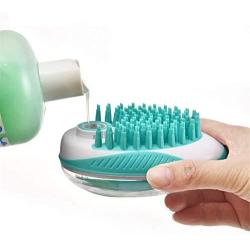 Miwaimao Soft Silicone Pet Bath Brush - Shampoo Dispenser, Very Suitable for Small Dogs and Long-Haired Cats to Wash, Shampoo, Remove Loose Fur, Safe and Scratch-Free (Green)