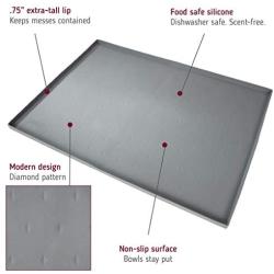 Leashboss Splash Mat Dog Food Mat with Tall Lip, M/L (20''x13''), XL (25”x17”) or XXL (30''x22'') Dog Bowl Mat for Food and Water, Non Slip Waterproof Silicone Pet Food Mat for Dogs and Cats