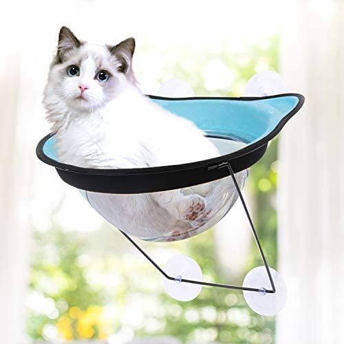 OVIDA Cat Hammock Cat Window Perches Cat Window Capsule Bed Safety Kitten Pet Space Saving Seat with Suction Cups, Holds Up to 22 Lbs