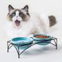 Y YHY Cat Food Bowls, Raised Cat Bowls for Food and Water, Ceramic Cat Bowls Elevated, Cat Dishes for Cat or Small Dogs,12 Ounces, Cute Cat Design, Dishwasher Safe
