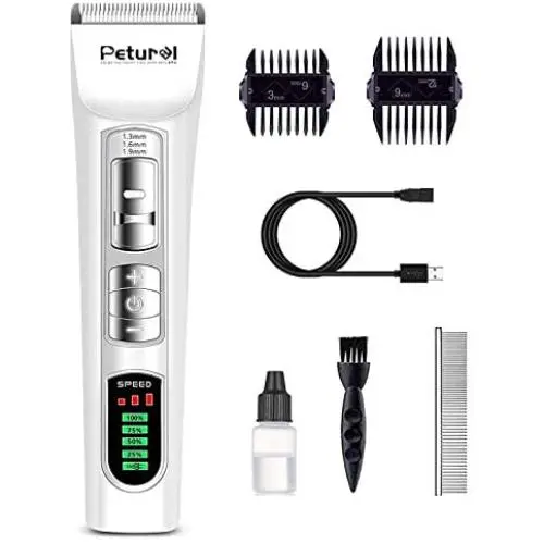 Petural Pet Hair Clippers-Dog Grooming Clippers Powerful-3 Speed Cordless Dog Clippers for Grooming Rechargeable-Professional Dog Trimmers Clippers-Heavy Duty for Small/Medium/Large Dogs&Pets Petural Pet Hair Clippers-Dog Grooming Clippers Powerful-3 Speed Cordless Dog Clippers for Grooming Rechargeable-Professional Dog Trimmers Clippers-Heavy Duty for Small/Medium/Large Dogs&Pets