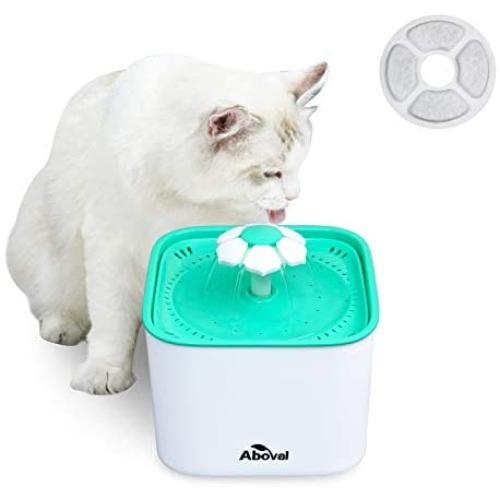 Aboval Cat Water Fountain 2L Automatic Dog Water Dispenser Ultra-Quiet Pet Water Fountain with 4 Flow Setting Modes Cat Flower Fountain with Tripe-Action Filter Filtration for Cats Small Dogs