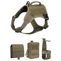 ZJDU Tactical Military Molle Dog Vest,Service Dog Vest Harness Training Tactical Molle Dog Vest with Detachable Patches Pouches,Outdoor Training Military Patrol K9 Dog Harness,Rgn,S