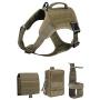 ZJDU Tactical Military Molle Dog Vest,Service Dog Vest Harness Training Tactical Molle Dog Vest with Detachable Patches Pouches,Outdoor Training Military Patrol K9 Dog Harness,Rgn,S