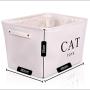 GUMEW White Canvas Cat Toy Basket Box for Cats Toy Storage. Size: 16in x 12.5ins x 7.5ins