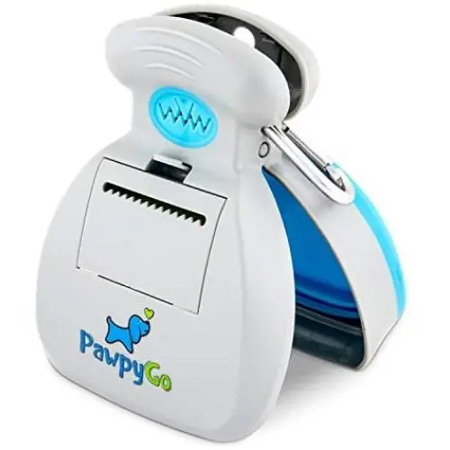 PawpyGo Portable Pooper Scooper (Medium), Dog Poop Scooper, 8 Biodegradable Waste Bags and Dog Leash Clip Included, Sanitary Pet Waste Pick Up, Heavy Duty Dog Waste Cleaner with Bag Dispenser