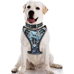 WINSEE Dog Harness No Pull, Pet Harnesses with Dog Collar, Adjustable Reflective Oxford Outdoor Vest, Front/Back Leash Clips for Small, Medium, Large, Extra Large Dogs, Easy Control Handle for Walking