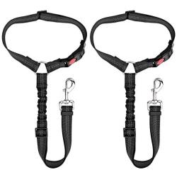 SlowTon Dog Seat Belt, 2 Pack Pet Car Seatbelt Headrest Restraint Adjustable Puppy Safety Seat Belt Reflective Elastic Bungee Connect Dog Harness in Vehicle Travel Daily Use