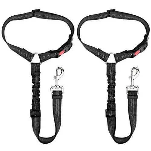 SlowTon Dog Seat Belt, 2 Pack Pet Car Seatbelt Headrest Restraint Adjustable Puppy Safety Seat Belt Reflective Elastic Bungee Connect Dog Harness in Vehicle Travel Daily Use SlowTon Dog Seat Belt, 2 Pack Pet Car Seatbelt Headrest Restraint Adjustable Puppy Safety Seat Belt Reflective Elastic Bungee Connect Dog Harness in Vehicle Travel Daily Use