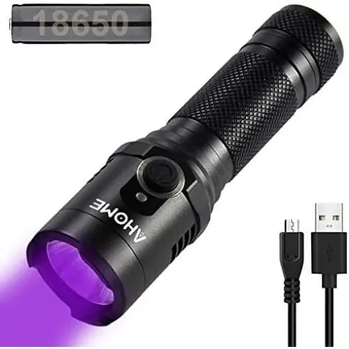 AHOME V1 UV Blacklight Flashlight [Magnetic Base] & [USB Rechargeable] 10W Black Light 395nm Ultraviolet LED Lamp, Scorpion Finder & Pet Urine Detector with 3000mAh Battery and Charging Cable