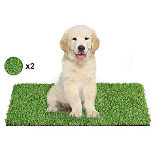 PINVNBY 2 Pcs 11.8” x 23.6” Puppy Grass Pee Pads, Artificial Pet Turf Fake Grass Mat for Puppy Dog Potty Training,Carpet Doormat Indoor & Outdoor Use