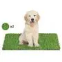 PINVNBY 2 Pcs 11.8” x 23.6” Puppy Grass Pee Pads, Artificial Pet Turf Fake Grass Mat for Puppy Dog Potty Training,Carpet Doormat Indoor & Outdoor Use