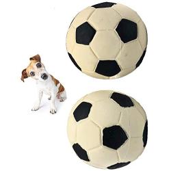 Set of 2 Extra Small Soccer Balls - Soft, Squeaky Dog Toys - Natural Rubber (Latex) - for Small Dogs & Puppies - 2'' Diameter - Comply with Same Safety Standards as Childrens Toys - Indoor Play