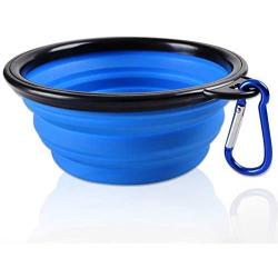 KABB Collapsible Dog Bowl, Portable Extra Large Size Foldable Expandable Silicone Pet Travel Bowl for Pet Dog Food Water Feeding, 1 Piece Blue