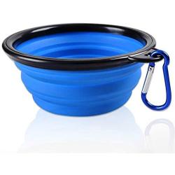 KABB Collapsible Dog Bowl, Portable Extra Large Size Foldable Expandable Silicone Pet Travel Bowl for Pet Dog Food Water Feeding, 1 Piece Blue