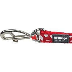 Red Dingo Designer Dog Lead, White Spots on Red (25mm x 1.2m) L