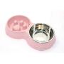 Hifrenchies Dog Slow Eating & Drinking Bowl,Stainless Steel Interactive Slow Feed Dog Bowl for French Bulldog,Slow Down Eating Eco-Friendly pet Bowl for Frenchie (Pink)