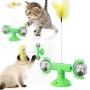 Buyter 3-in-1 Interactive Windmill Cat Toy, Wand Teaser, Treat Dispenser and Ball & Feather Pet Treat Ball with Cat Stick