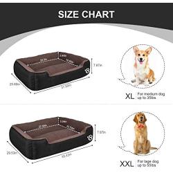 Warmer Pet Dog Beds for Medium/Large Dog(Up to 55 lbs),Rectangle Pet Bed Thickened Enough with Soft Coral Fleece and Non-Slip Bottom ,Dog Sofa Couch Pet Bed with Durable Oxford Cloth