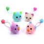 ocijf179 Pet Toy Kitten Colorful Plush Mouse Head with Bell Rope Cat Toy Interactive Pet Supply - Blue