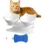 Double Cat Bowl with Raised Stand, 15°Tilted Anti-Slip Cat Food and Water Pet Feeding Bowls, Protect Pets Cervical Vertebra, Detachable Pet Bowl for Cats and Small Dogs with a Dish Washing Brush Double Cat Bowl with Raised Stand, 15°Tilted Anti-Slip Cat Food and Water Pet Feeding Bowls, Protect Pets Cervical Vertebra, Detachable Pet Bowl for Cats and Small Dogs with a Dish Washing Brush