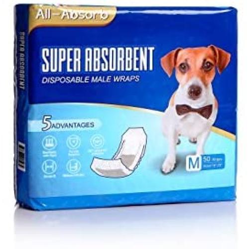 All-Absorb A25 Male Dog Wrap, 50 Count, Medium