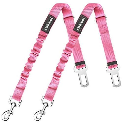 Cotcool Dog Car Seat Belt, 2 Pack Adjustable Elastic Pet Dog Car Seatbelt Puppy Safety Seat Belts Vehicel Car Leash Seatbelts for Dogs and Pets