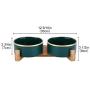LIONWEI LIONWELI Ceramic Cat Dog Bowl Dish with Wood Stand No Spill Pet Food Water Feeder Cats Medium Dogs