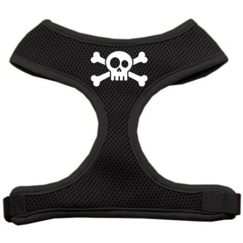 Mirage Pet Products Skull Crossbones Screen Print Soft Mesh Dog Harnesses, Large, Black