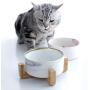 Cat Ceramic Bowl Pet Solid Wooden Frame Cat Drink Water Bowl Dog Food Basin Dog Bowl Ragdoll Food Bowl Cat Supplies (Pink)