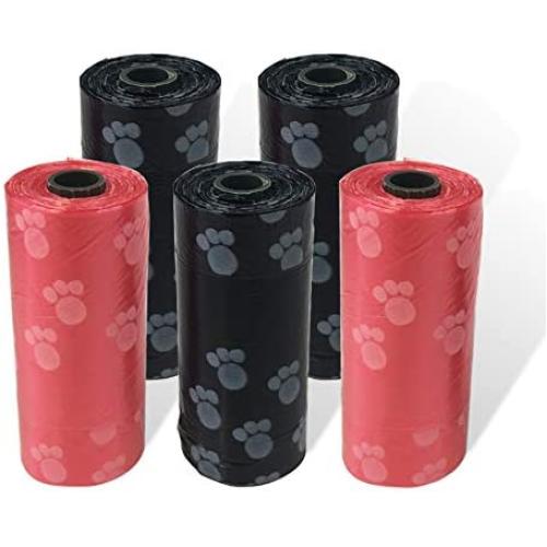 FadaStore 5 Rolls 75 Counts Dog Poop Bag, Rip-Risistant, Leak-Proof Eco-Friendly and Biodegradable, Pet Replacement Waste Bag for Doggie and Cat (Mixed Color)
