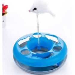 OKOKMALL US--Pet Cat Moving Mouse Spring Play Ball Turntable Round Disk Training Toy Gift