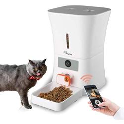 SKYMEE 8L WiFi Pet Feeder Automatic Food Dispenser for Cats & Dogs - 1080P Full HD Pet Camera Treat Dispenser with Night Vision and 2-Way Audio, Wi-Fi Enabled App for iPhone and Android