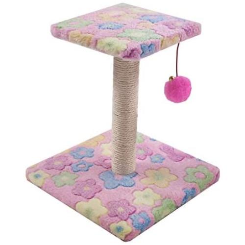 REQUIN Cat Tree with Platform, Scratching Posts Modern Cat Tree Small 11.5'' Short Plush Soft Cat Jumping Board Pink Leopard Dark Blue Beige Coffee