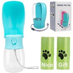 Coppthinktu Dog Water Bottle - Foldable Pet Water Bottle with 2 Dog Waste Bag, Lightweight Portable Dog Water Bottles for Walking Hiking Travel, Easy to Carry, Food Grade Plastic