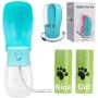 Coppthinktu Dog Water Bottle - Foldable Pet Water Bottle with 2 Dog Waste Bag, Lightweight Portable Dog Water Bottles for Walking Hiking Travel, Easy to Carry, Food Grade Plastic