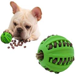 EETOYS IQ Dog Treat Ball Interactive Treat Dispensing Dog Puzzle Toy Rubber Dog Ball Slow Feeding Food Dispensing Dog Toy Reduce Boredom Teething Toy for Small Large Dogs