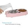 UPSKY Double Dog Cat Bowls Double Premium Stainless Steel Pet Bowls with Cute Modeling Pet Food Water Feeder