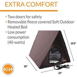 K&H PET PRODUCTS Outdoor Multi-Kitty A-Frame Chocolate 35 X 20.5 X 20 Inches Heated