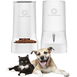 Automatic Pet Cat Dog Food Water Dispenser and Feeder in Set 3.8L, Gravity Waterer Food Bowl Water Drinking Fountain Self-Dispensing for Small Medium Pets Cats Dogs Puppy Kitten