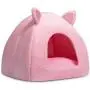 Hollypet Pet Bed, Self-Warming 2 in 1 Cat Tent Cave for Kittens and Small Dogs, 16 x 16 x 17 inches Triangle Feline House Hut with Washable Cushion for Indoor Outdoor