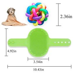 KEKU 2 pet Grooming Bath Brushes, Soothing Massage Rubber Comb, with Adjustable Ring Handle, 1 Toy Ball, let Pets add More Fun, Suitable for Long and Short Hair Cats and Dogs