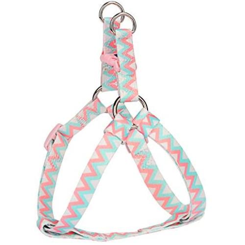 PetLoft Dog Harness, Soft Texture Adjustable Dog Harness in Funny Print Dual Stainless Steel Rings and Durable Easy Leash Clip (S, Pink)