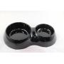 Akiakdog Double Diner / Stainless Steel Double Bowl Melamine Stand for Small Dog and Cat (BLACK)