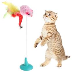 Calinescu1452 Colorful Cat Pet Toy Fake Mouse With Suction Cups Funny Playing Ring Lively - Dragonfly Fish Shipping Jingle Door Bells Quiet Grasshopper Clearance Banana Hide Feathers Cats Gal