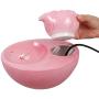 THMY Ceramic Cat Drinking Water Fountain, 1.3 Liters Pet Water Fountains for Cats and Dogs, Electric Pet Water Dispenser with Quiet Pump - Pink Lotus Style