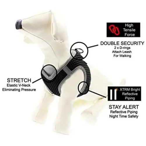 Kruz PET KZA308 Reflective VNeck Step In Mesh Dog Harness No Pull