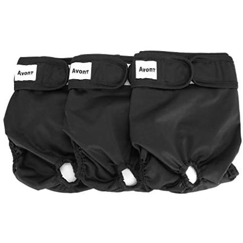 Avont [3 Pack] Washable Female Dog Diapers, Premium Reusable Highly Absorbent Doggie Diapers Wraps Durable Dog Diaper Cover - Large, Black